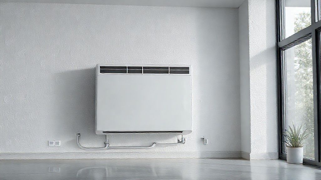 Sleek HVAC unit blends seamlessly into a modern home, highlighting clean textures.