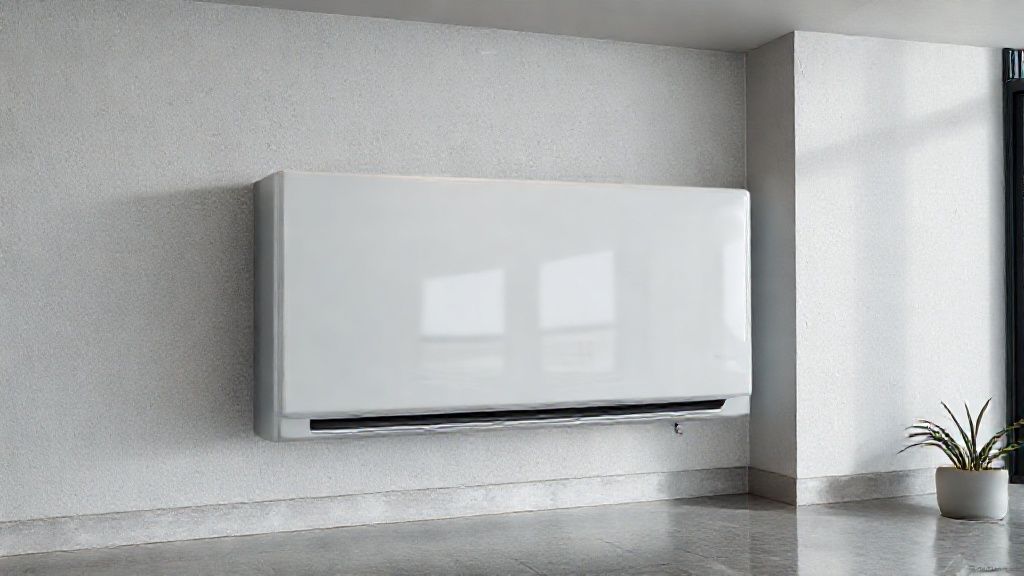 Gleaming HVAC unit seamlessly integrated into a modern home; clean lines, textured surfaces.