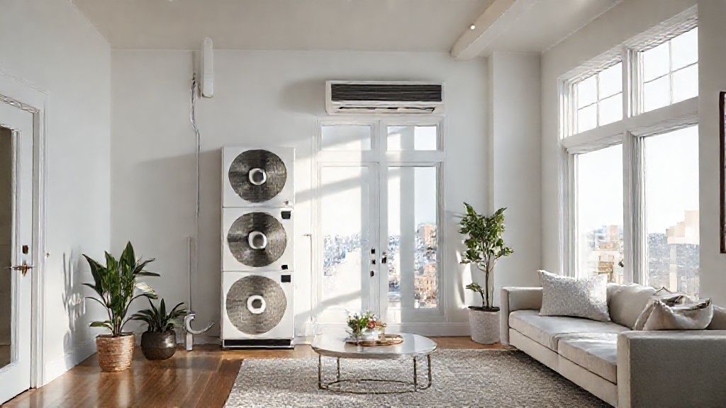 Modern HVAC unit blends seamlessly into a bright, upscale San Francisco home.