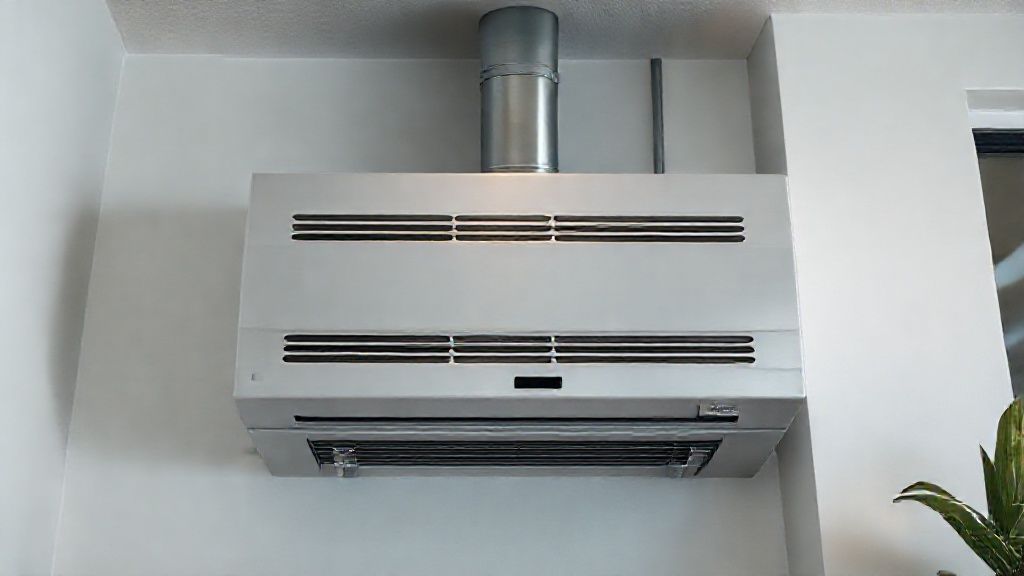 Sleek HVAC unit in a modern Tampa home, showcasing clean lines and metallic textures.