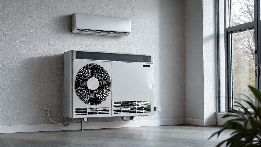 Sleek HVAC unit blends into modern Cleveland home; clean, textured surfaces imply comfort.