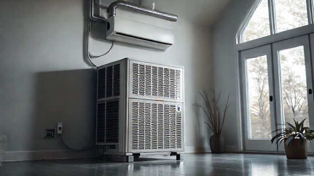 New HVAC unit gleams in modern Indianapolis home; clean air, expert installation.