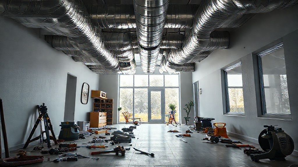 Shiny ductwork, modern home, tools scattered; a pathway forged to HVAC entrepreneurship.