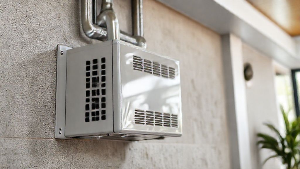 Gleaming HVAC unit, modern home, textured surfaces: growing comfort, expanding business.