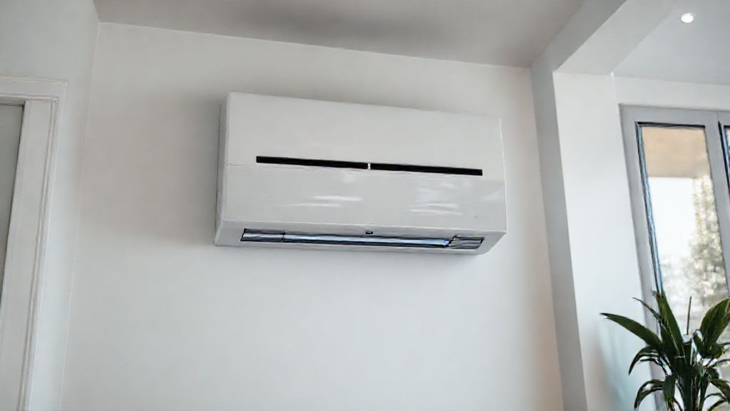 Shiny new HVAC unit in a modern home; inviting, clean, efficient heating/cooling solution.