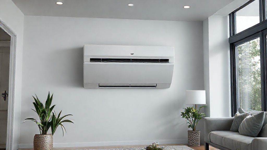 Sleek HVAC unit seamlessly integrated into a modern home, highlighting quality and comfort.