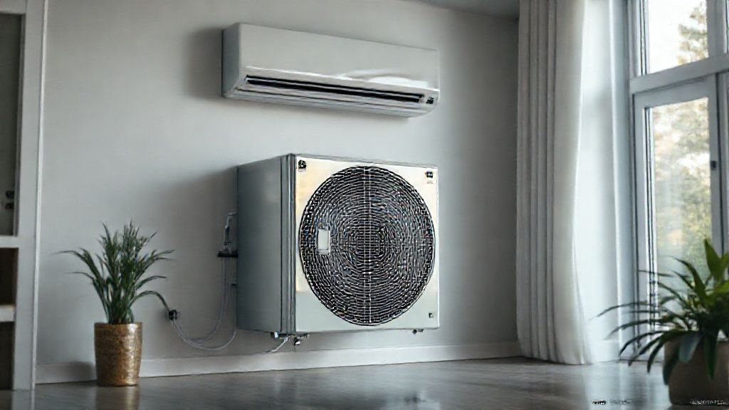 Gleaming HVAC unit nestled in a modern home, promising comfort and energy efficiency.