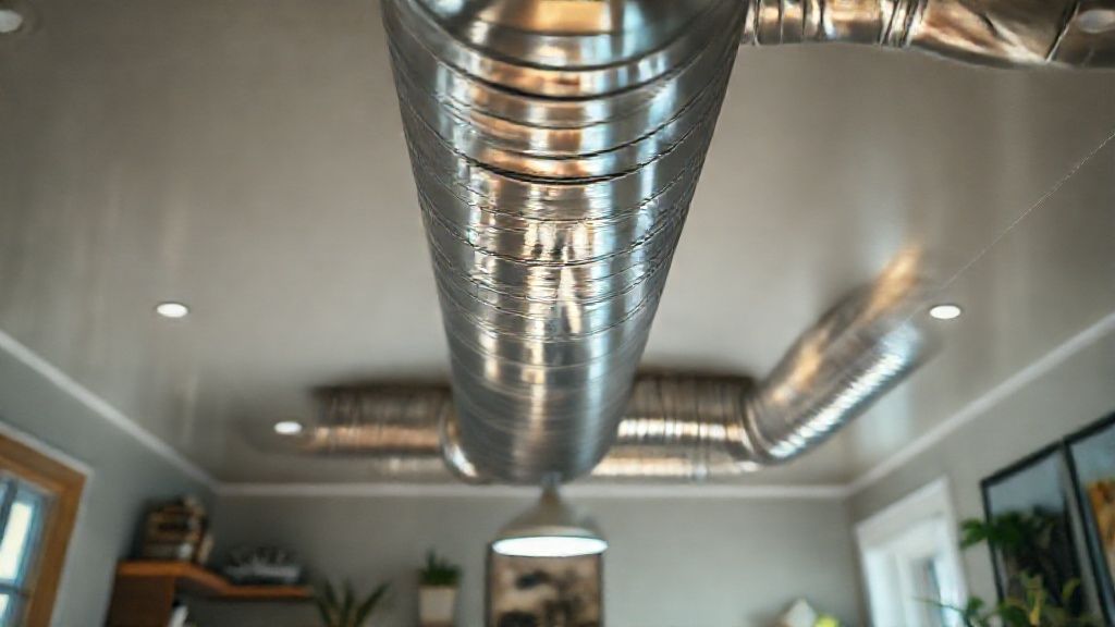 Shiny ductwork, cozy home interior, essential comfort visualized.