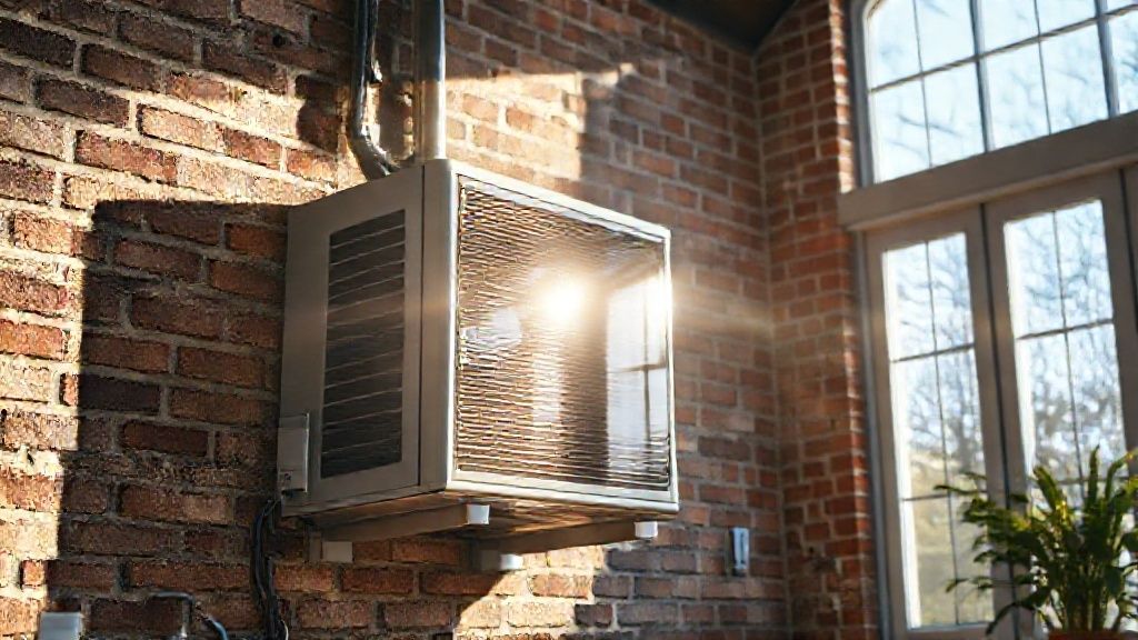 Shiny new HVAC unit in a modern Tennessee home reflects sunlight, brick, and opportunity.