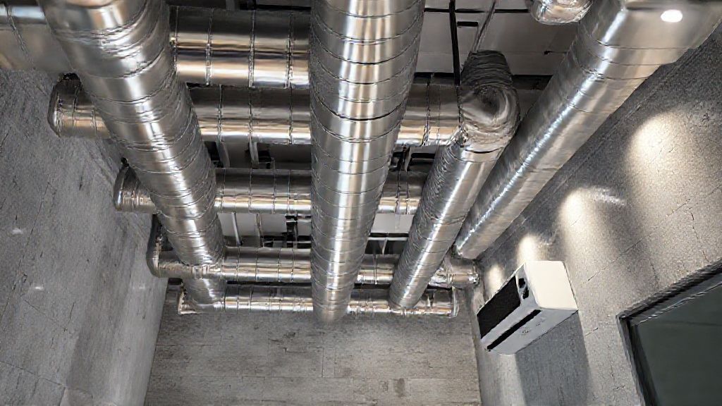 Shiny ducts, textured walls, modern home: HVAC units blend seamlessly, showcasing market demand.