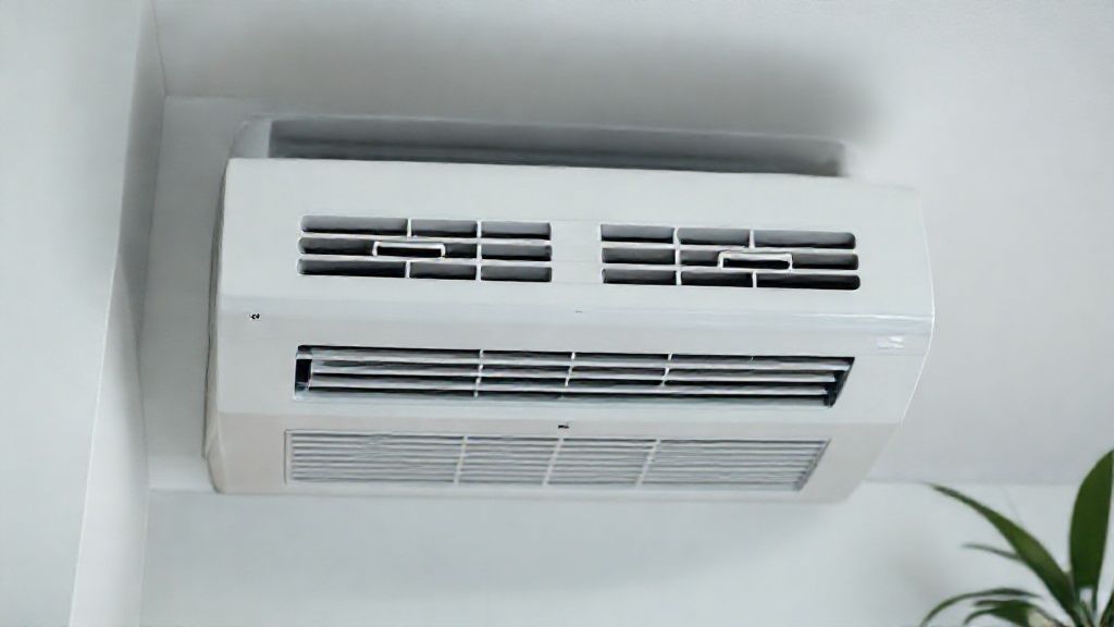 Sleek HVAC unit in modern home. Visible vents, crisp textures, promoting comfort and efficiency.