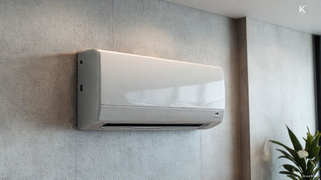 Sleek HVAC unit blends seamlessly into a modern home's textured wall, hinting at comfort.