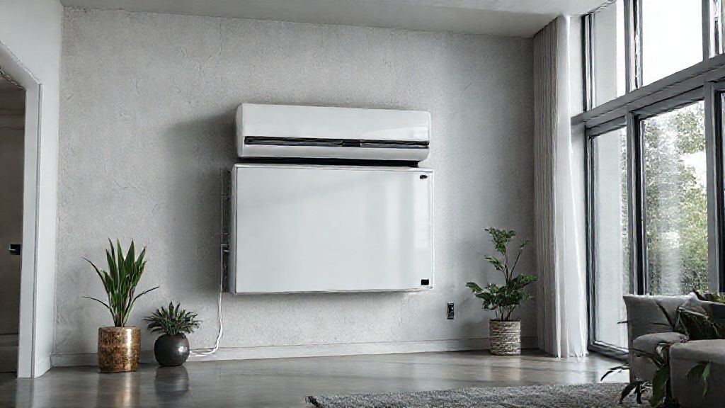 Sleek HVAC unit blends seamlessly into modern home, showcasing quality textures and design.