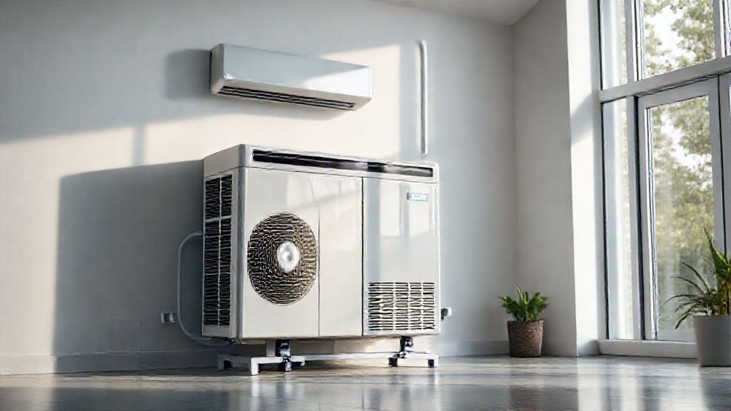 Shiny new HVAC unit sits perfectly in a modern home, promising cool comfort.