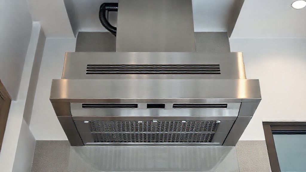 Stainless steel HVAC unit in modern home, visible vents, clean lines, expert installation.