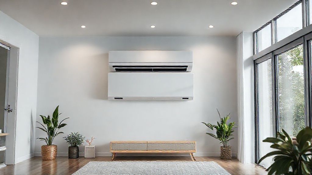 Clean HVAC unit seamlessly integrated into a modern home; promoting comfort and efficiency.